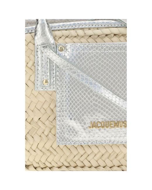 Jacquemus Metallic Beige Raffia Handbag