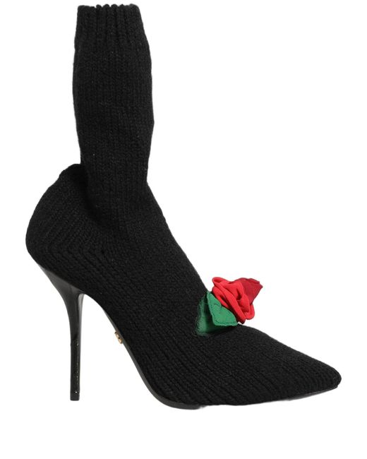 Dolce & Gabbana Red Stiletto Heels Mid Calf Boots Shoes Nylon Virgin Wool Eel