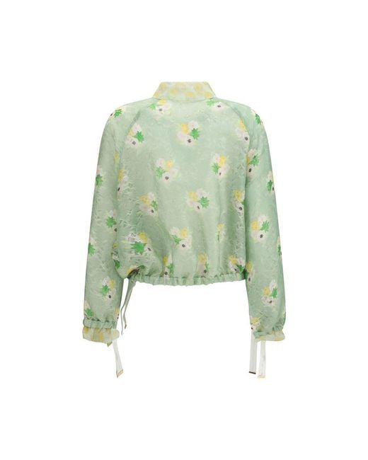 Fendi Green Bicolor Silk Bomber