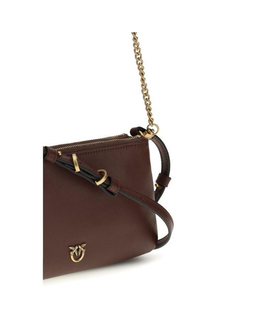 Pinko Brown Calf Leather Bos Taurus Shoulder Bag