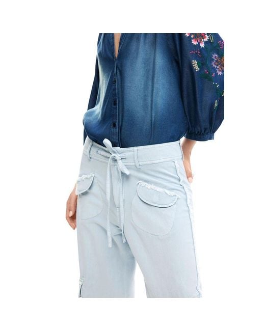 Desigual Blue Cotton Casual Pants