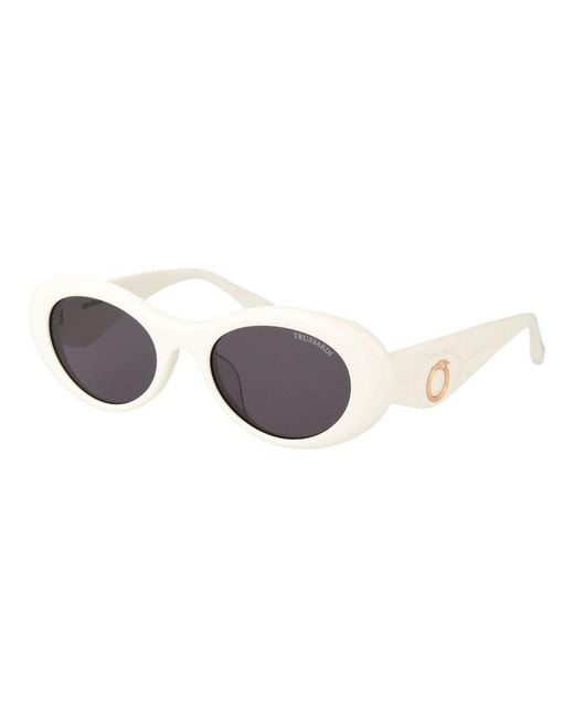 Trussardi Metallic White Acetate Sunglasses