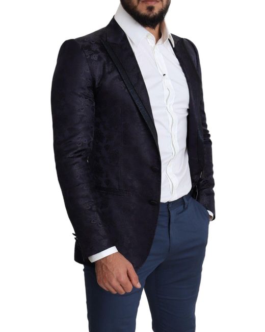 Dolce & Gabbana Blue Elegant Silk Blend Martini Blazer for men