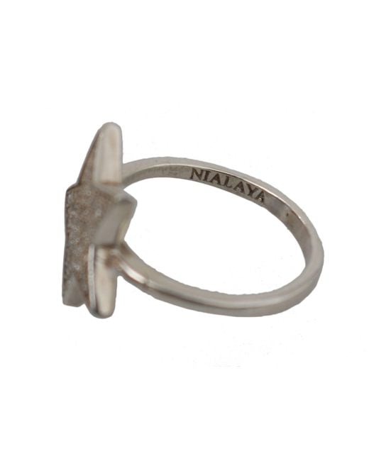 Nialaya Gray Clear Cz Star 925 Ring Silver Ny102