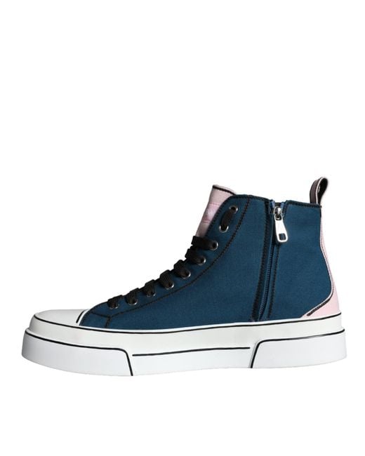 Dolce & Gabbana Brown Patchwork High Top Sneaker Shoes for men