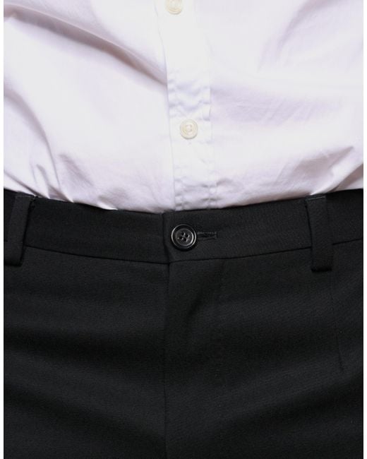 Dolce & Gabbana Black Wool Skinny Dress Pants for men