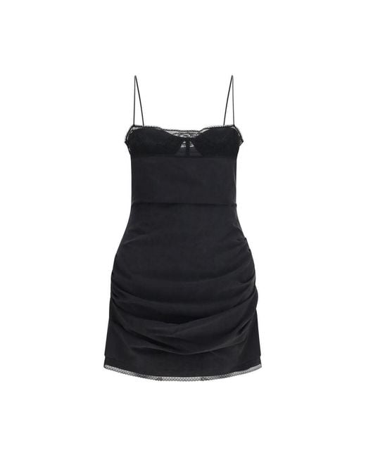 Magda Butrym Black Corset Dress With Lace Neckline