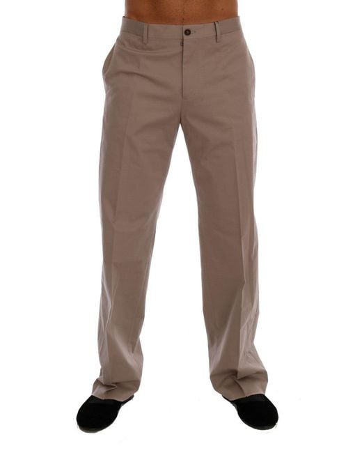 Dolce & Gabbana Brown Cotton Stretch Chinos Pants for men