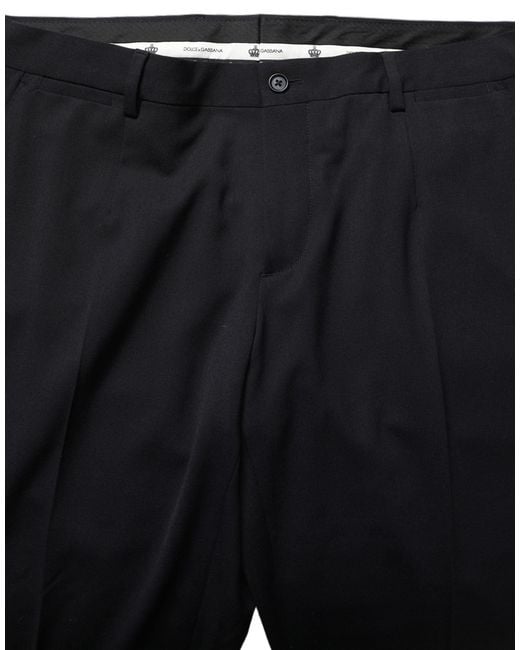 Dolce & Gabbana Black Wool Tapered Leg Dress Trouser Pants for men