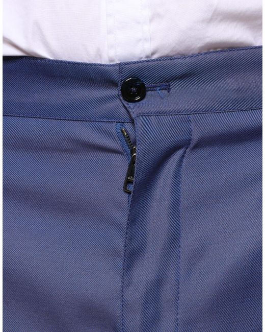Dolce & Gabbana Blue Wool Tapered Formal Dress Pants for men