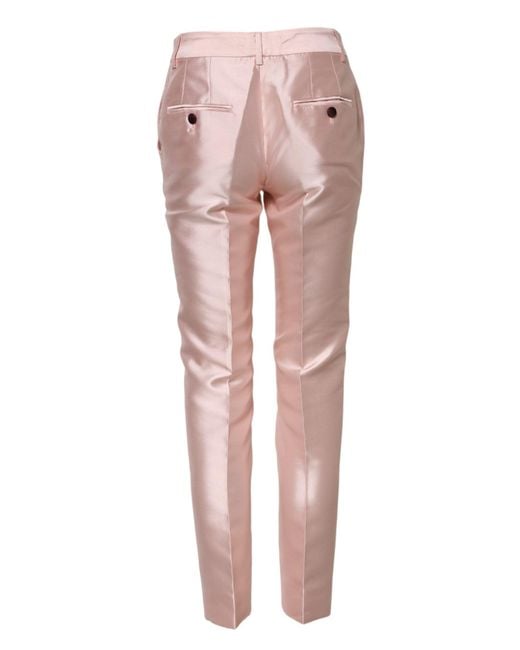 Dolce & Gabbana Pink Silk Slim Pants