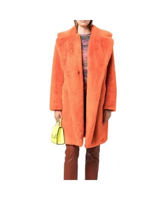 Apparis Orange Faux Fur Coat