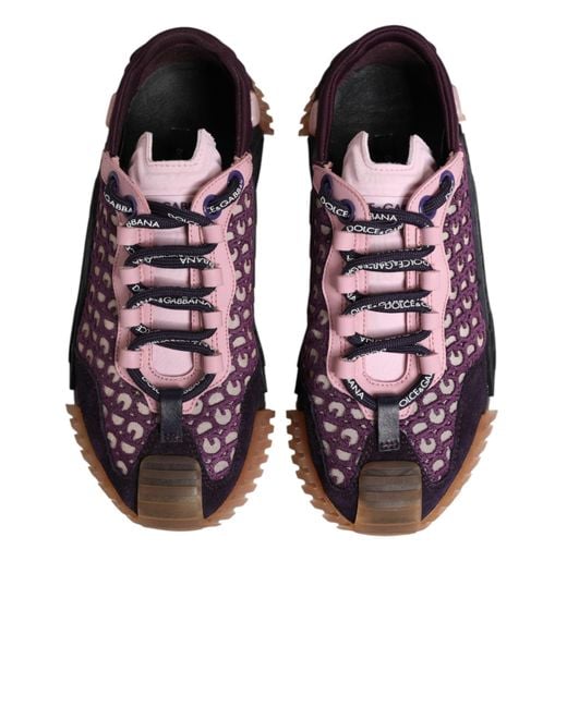 Dolce & Gabbana Purple Multicolor Logo Low Top Ns1 Sneakers Shoes