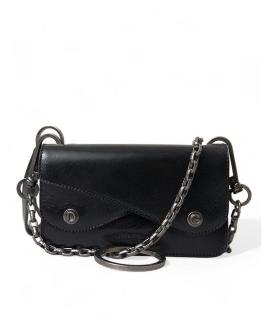 Dolce & Gabbana Black Sleek Leather Shoulder Bag for men