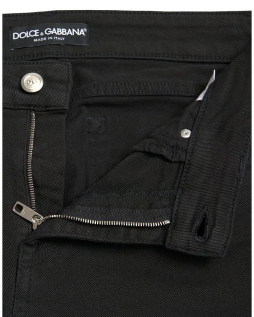 Dolce & Gabbana Black Cotton Mid Waist Skinny Denim Jeans
