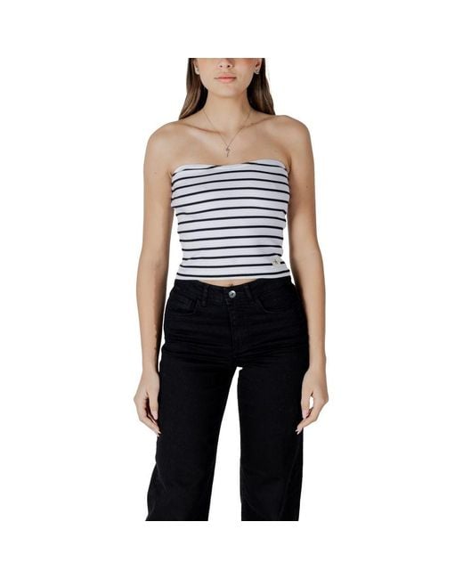 Calvin Klein Black White Cotton Rigenerato Tops & T