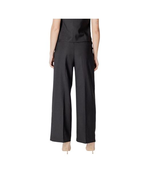 Ichi Black Polyester Casual Pants