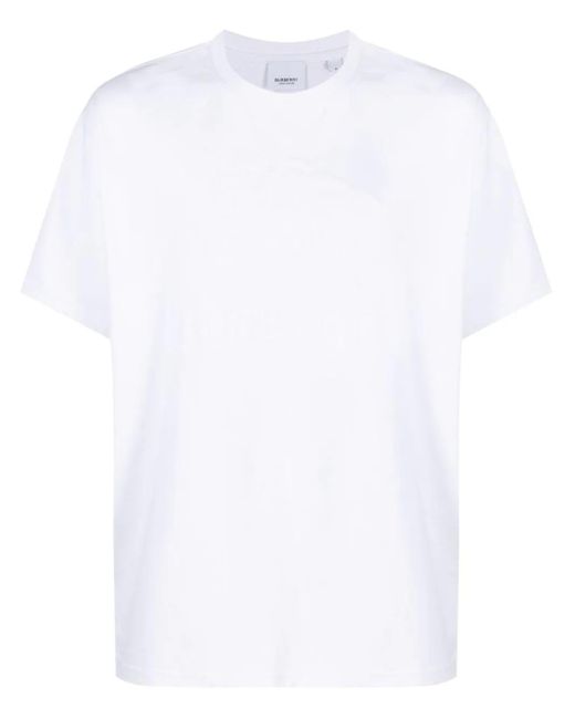 Burberry White Logo-embossed Crew-neck T-shirt for men