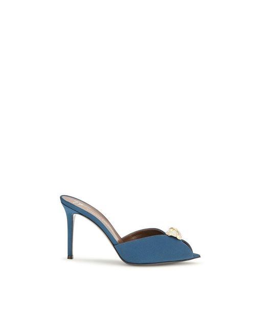 Giuseppe Zanotti Blue Calf Leather Bos Taurus Stiletto Heel Sandals