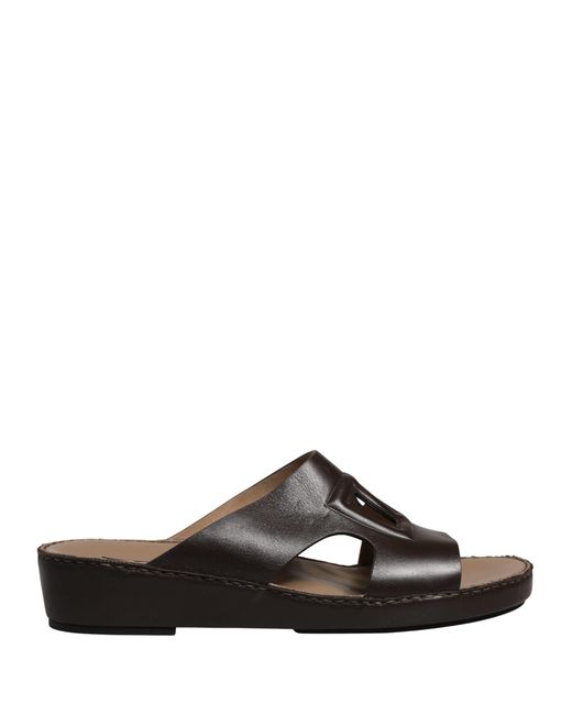 Dolce & Gabbana Black Brown Leather Cutout Dg Logo Sandals Shoes for men