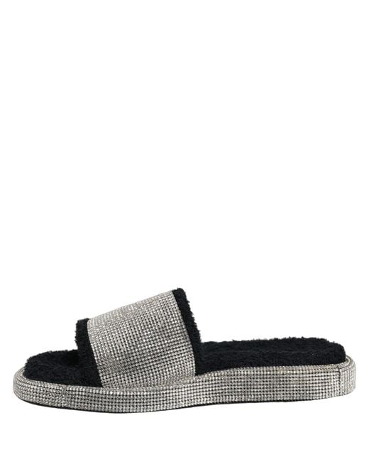 Dolce & Gabbana Black Crystal Embellished Platform Men Slides Shoes for men