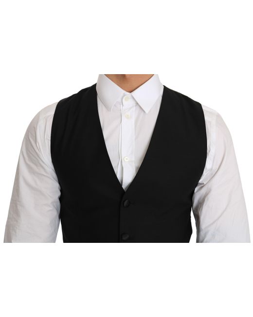 Dolce & Gabbana Black Sleek Wool Blend Formal Vest for men