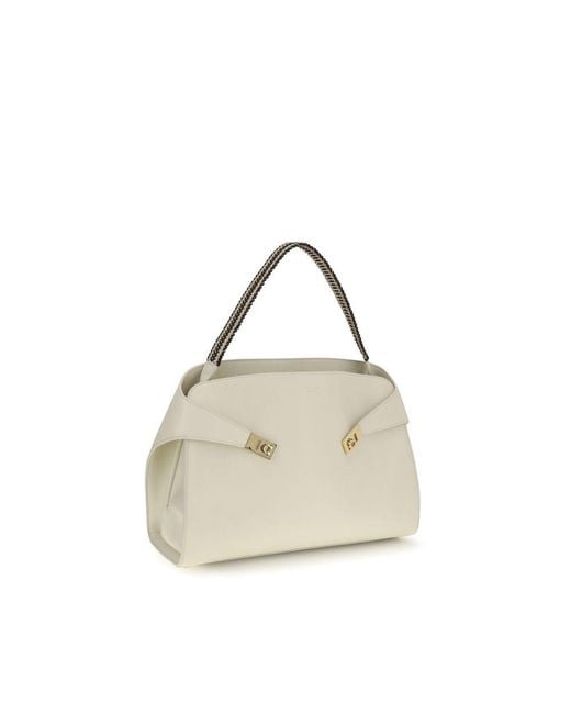 Ferragamo Natural Beige Calf Leather Bos Taurus Shoulder Bag