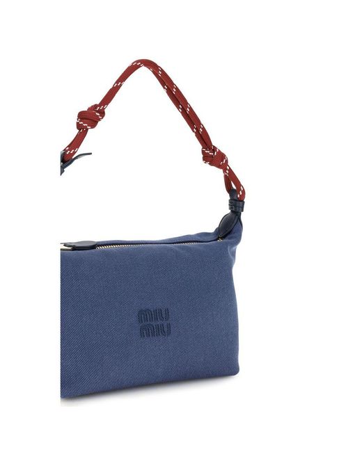 Miu Miu Blue Cotton Shoulder Bag