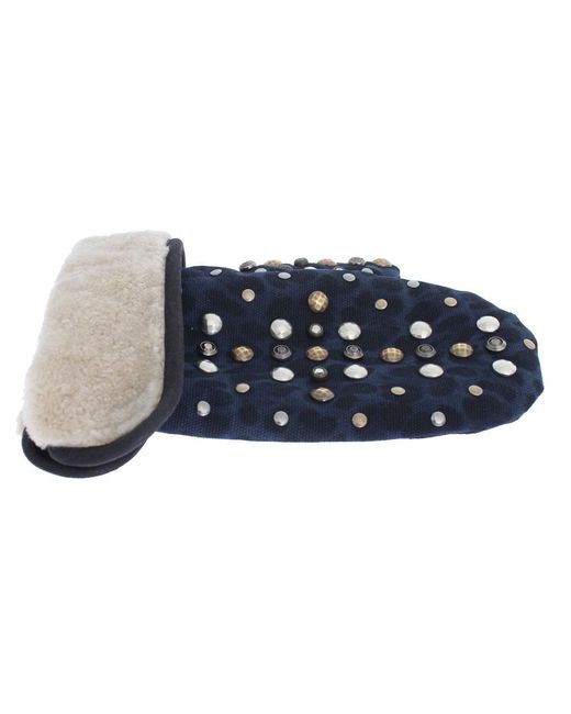 Dolce & Gabbana Black Wool Shearling Studded Leopard Gloves for men