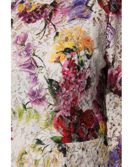 Dolce & Gabbana Red Multicolor Floral Long Sleeve A