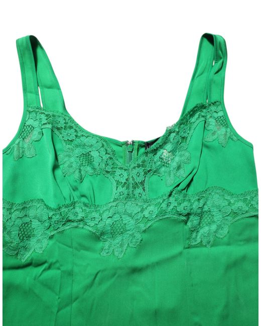 Dolce & Gabbana Green Floral Lace Tank Lingerie Top Underwear