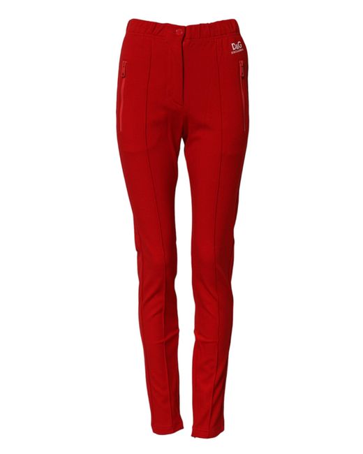 Dolce & Gabbana Red Mid Waist Slim Fit Pants