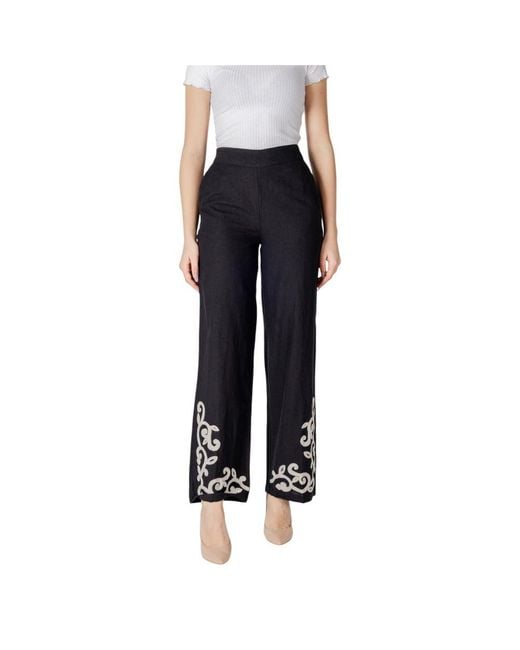 VILA CLOTHES Black Viscose Flared Pants