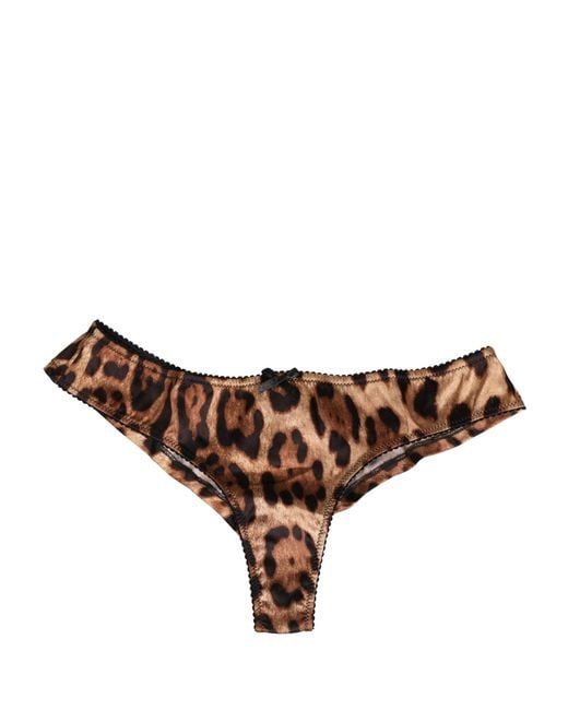 Dolce & Gabbana Black Brown Leopard Mid Waist Brief Panty Underwear