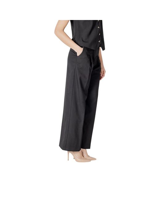 Ichi Black Polyester Casual Pants