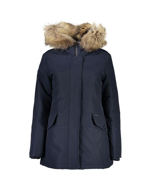 Woolrich Blue Cotton Jackets & Coat