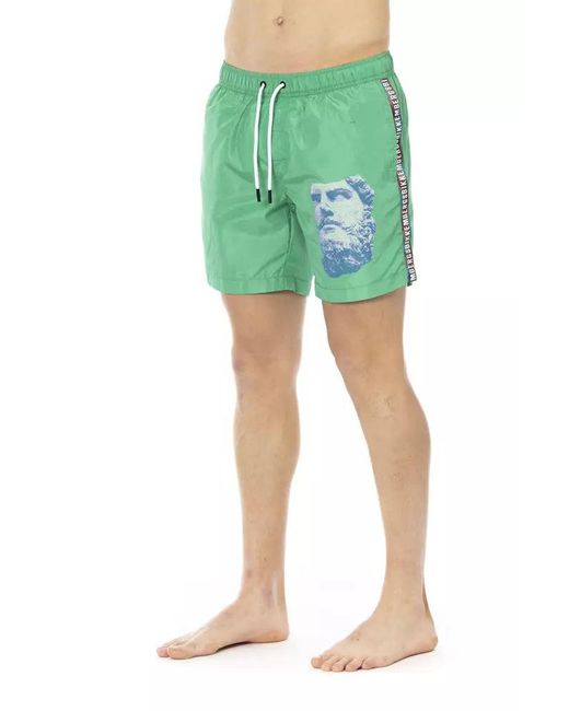 Bikkembergs Green Degradé Print Swim Shorts With Pockets for men