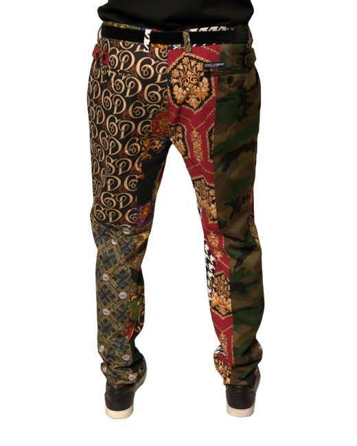 Dolce & Gabbana Black Multicolor Patchwork Men Dress Pants for men