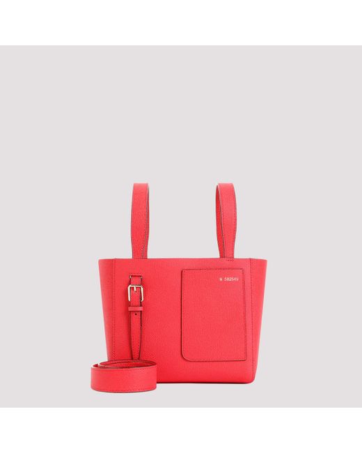 Valextra Pink Tango Red Bucket Mini Bag
