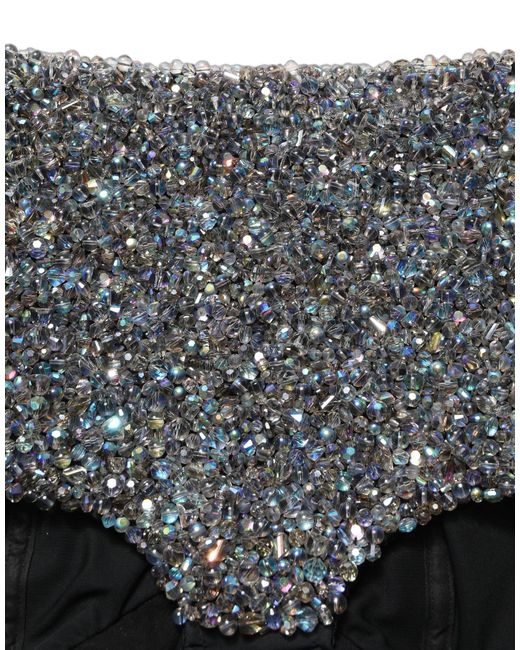 Dolce & Gabbana Gray Black Rhinestone High Waist Hotpants Shorts