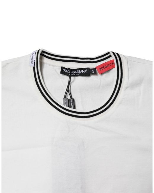 Dolce & Gabbana White #dgmillennials Cotton Crewneck T for men