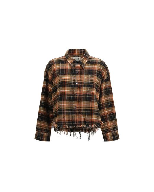 R13 Brown Cotton Pattern Shirt