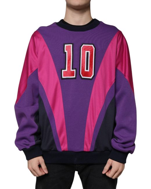 Dolce & Gabbana Pink Multicolor Crew Neck Men Sweatshirt Sweater for men