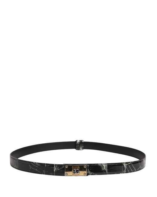 Dolce & Gabbana Black Marble Leather Dg Logo Buckle Belt Calf for men