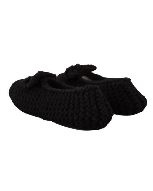 Dolce & Gabbana Black Elegant Wool Knit Ballet Flats