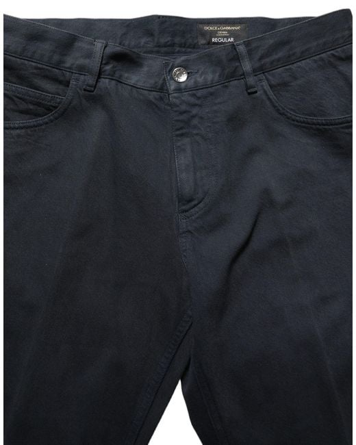 Dolce & Gabbana Black Cotton Mid Waist Skinny Men Denim Jeans for men