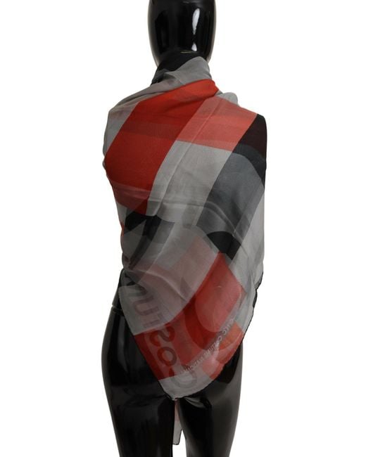 CoSTUME NATIONAL Black Elegant Silk Checkered Scarf