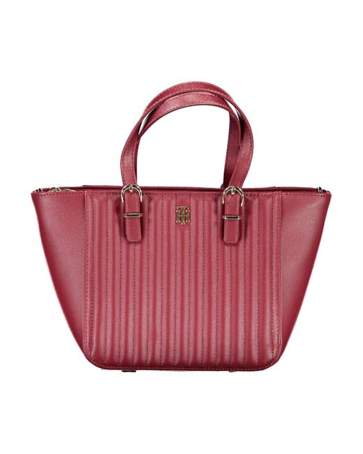 Tommy Hilfiger Pink Chic Polyurethane Handbag With Logo Detail