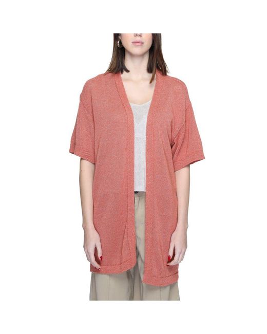 Jacqueline De Yong Pink Red Recycled Cotton Cardigan