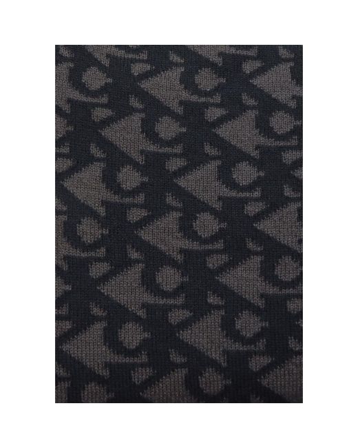 Calvin Klein Blue Black Recycled Polyester Scarf for men